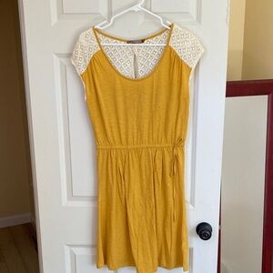 Prana Yellow Mini Dress with Cream Accents